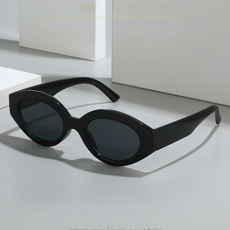 Sleek Black Oval Sunglasses