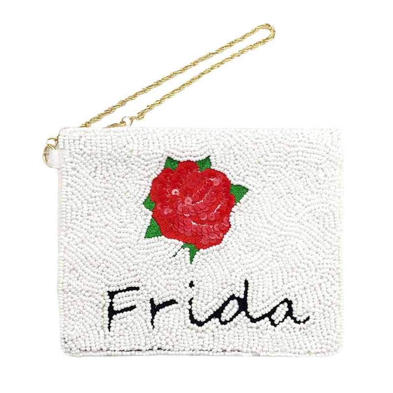 Elegant Black Sequin Clutch With Rose Embellishment