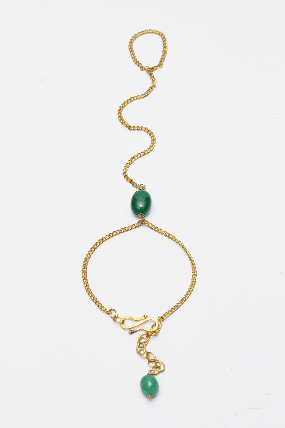Elegance In Chain - Chic Green Stone Bracelet